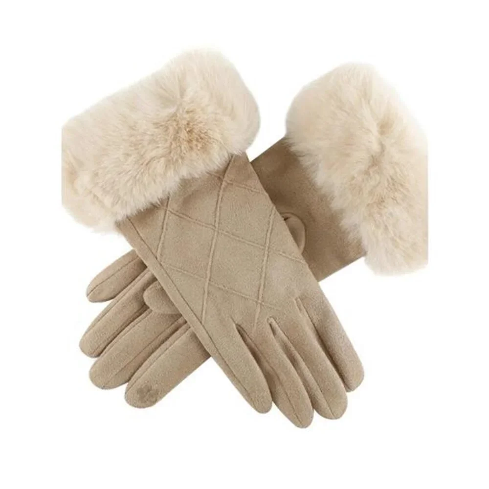 Fur Cuff Suede Gloves
